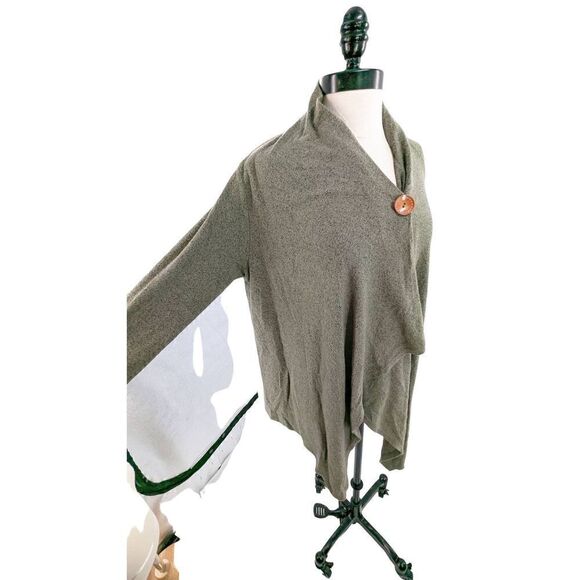 Collection by Bobeau Women One Button Drape Knit Wrap Cardigan Gray Size Large - Picture 2 of 10